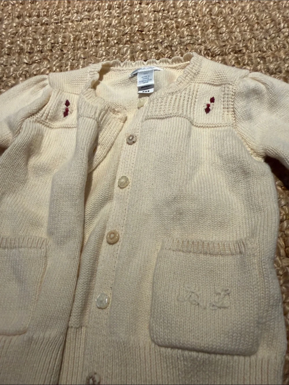 Ralph Lauren Cream Knit Button-Front Cardigan for Kids